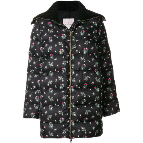 Moncler floral zipped puffer coat ❤ liked on Polyvore (see more feather coats)