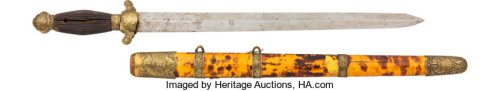Chinese jian with tortoise shell scabbard, late 19th century.from Heritage Auctions