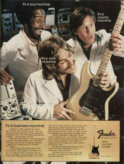 just-fender-strats:  This Strat and this ad is as 70s as those suits.