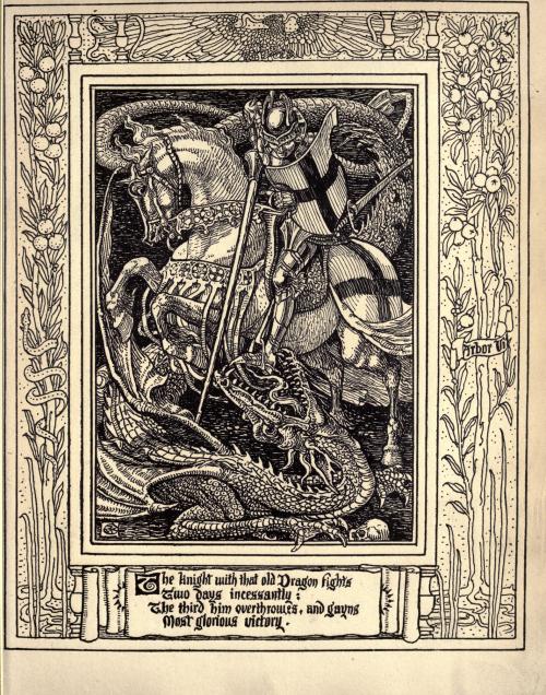 Walter Crane (1845-1915), ‘The Knight with that old Dragon..’, from “The Faerie Qu