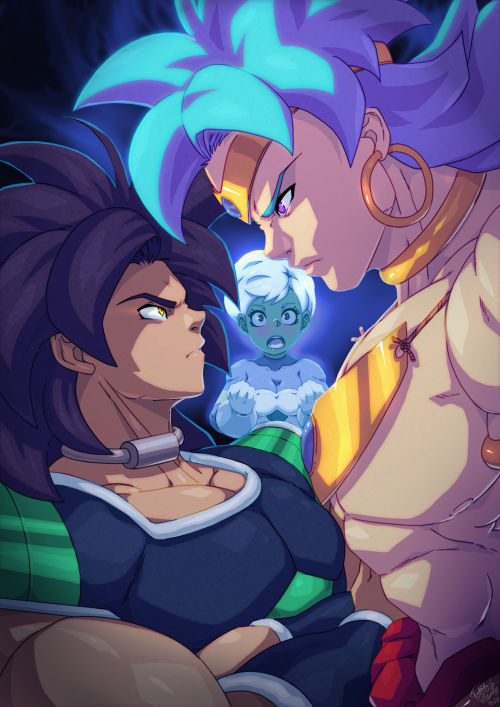  dbs broly, classic broly and cheelai based on the iconic street fighter alpha 2 poster by Daichan h