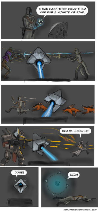 netraptor: The entire Destiny experience in one comic. Best read while the Benny Hill theme is playi