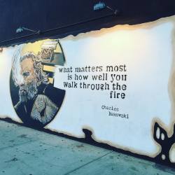 tidalwavesandquietstorms: I think this Bukowski street art is in LA and it’s amazing.