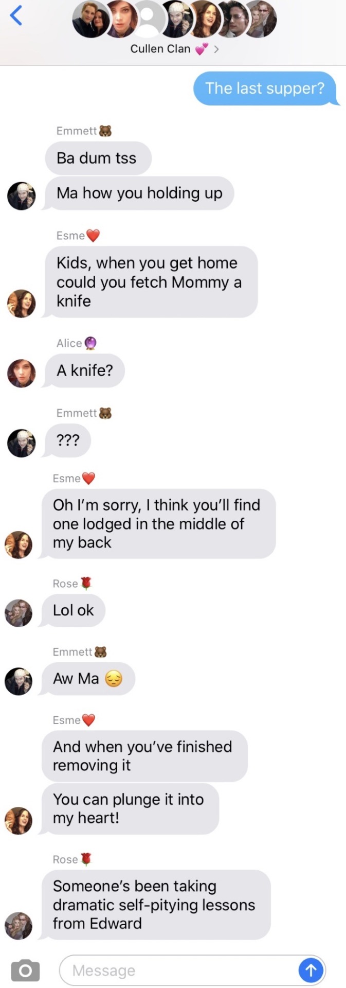 New Moon But It’s The Cullen Family Group Chat