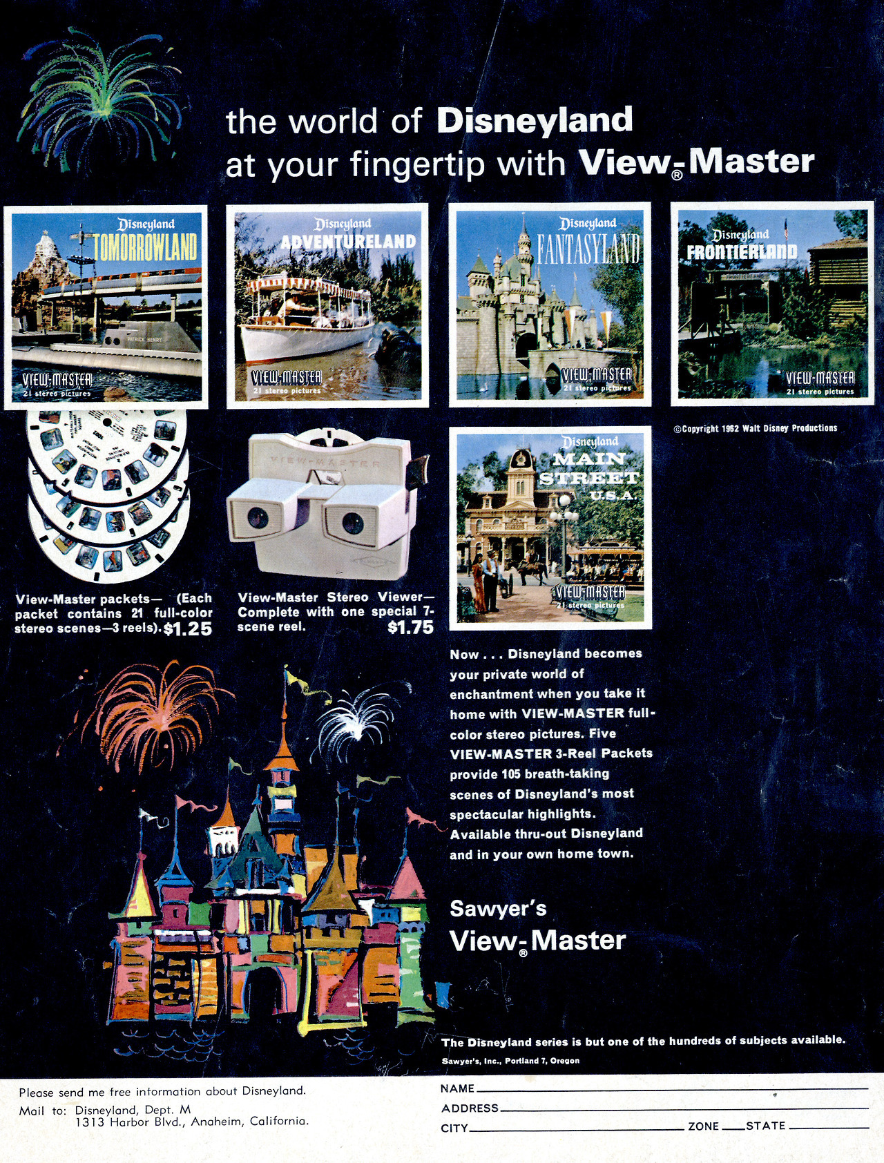Adventurelandia — Disneyland View-Master reels, 1962 ad