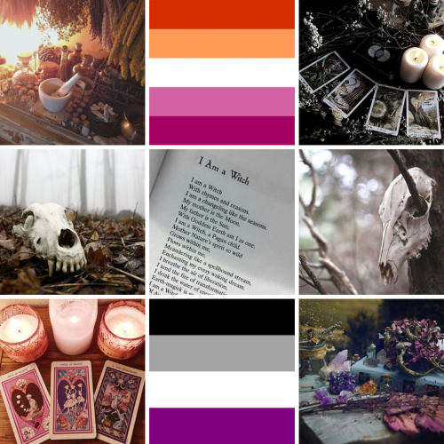 Witchy ace lesbian moodboard for @kittycatears123!Lemme know if you’d like anything changed!~Mod Pau