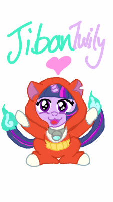 teenprincesscadance:Mod is into Yokai watch…. have a Jibanyan Twily drawn on her phone. Nyan~♡I know nothing of this “Yokai Watch”, but this is adorable &lt;3