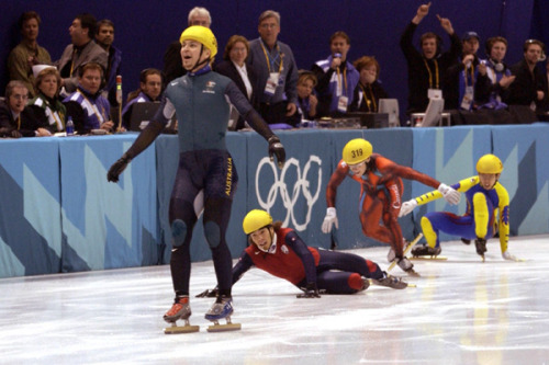 hate:  kitsunecoffee:  brilliantinemortality:  vagisodium:  apriki:  never forget that australias first ever winter olympics gold was won because the guy was coming dead last and everyone in front of him fell over   its happening  even better the only