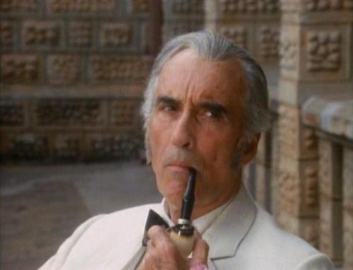  Sir Christopher Lee as Sherlock Holmes in the 1992 TV movie, Incident at Victoria Falls.