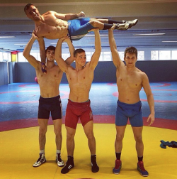 ksu-emaw-93:  wrestlingwithdesire: middle guy but I wouldn’t mind any of the others either…   Guy on top