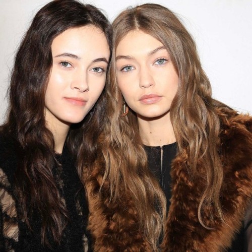 Gigi Hadid & Greta Varlese backstage at Fendi FW17 RTW fashion show during MFW, February 23, 201