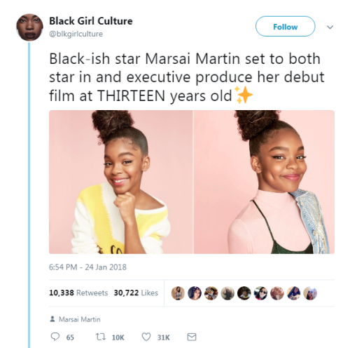 “Black-ish star Marsai Martin set to both star in and executive produce her debut film at THIRTEEN y