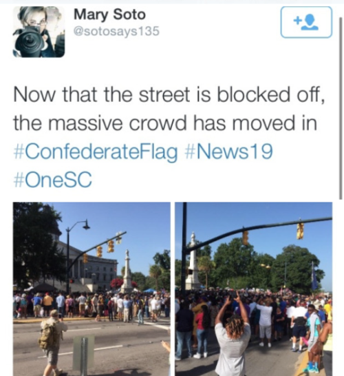 krxs10:  THOUSANDS GATHER TO WATCH CONFEDERATE FLAG BEING TAKEN DOWN IN SOUTH CAROLINAS CAPITOL GROUNDS TODAY 07-10-15Celebrate the little victories!!!#TakeDownTheFlag #BlackLivesMatter