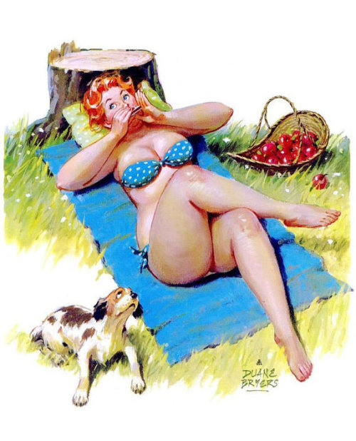 blueberryfoxcake:These brilliant paintings were made by Duane Bryers, the artist responsible for my all-time favourite pin-up girl. Hilda is not only sexy, but she has a distinct personality that I don’t see in the other girls of her category. While