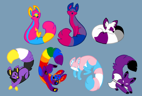 dimespin:Pride foxes because why notThe lesbian flags are girlfriends