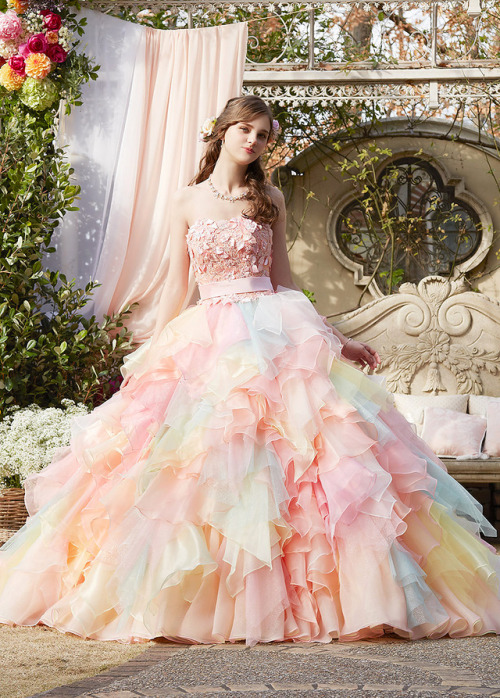 inkxlenses:Pastel Wedding Ball Gowns with Floral Patterns: Stella de Libero, Yumi Katsura, Nicole