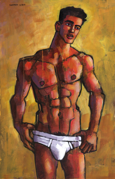 White Briefs, acrylic painting by Douglas Simonson (2015). Douglas Simonson websiteSimonson on EtsyS