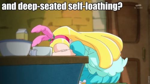 [Photoset - First image is of Ciel in her pâtisserie, head on the counter, looking depressed, as Ich
