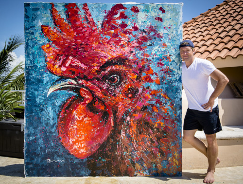 Just finished this commissioned ROOSTER, 205cm x 185cm, Acrylic On Canvas.