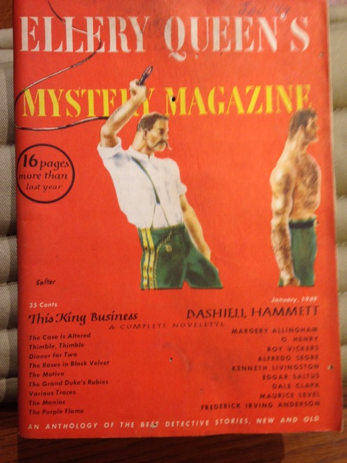 We came across Ellery Queen’s Mystery Magazine and were intrigued by the cover illustrations. We hav