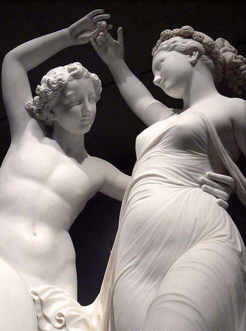 rodenjaymes:Giovanni Maria Benzoni | Zephyr Dancing with Flora, 1870, detail, marble sculpture
