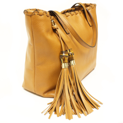 Gucci - brown leather bamboo tassel shoulder tote bag. www.queenbeeofbeverlyhills.com