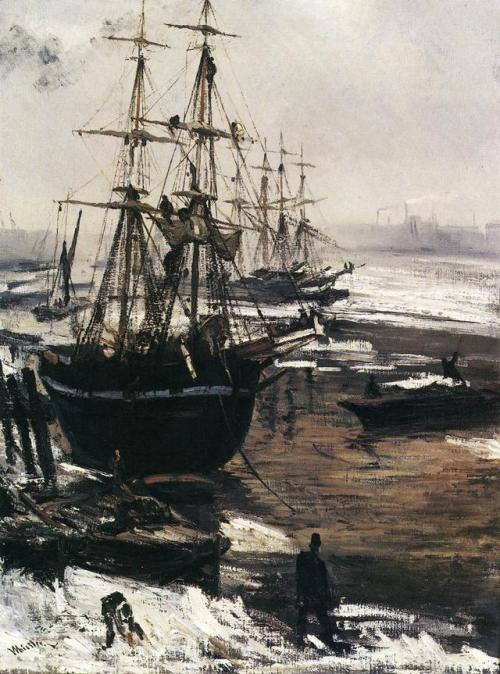 artist-whistler:The Thames in Ice, James McNeill WhistlerMedium: oil,canvaswww.wikiart.org/e