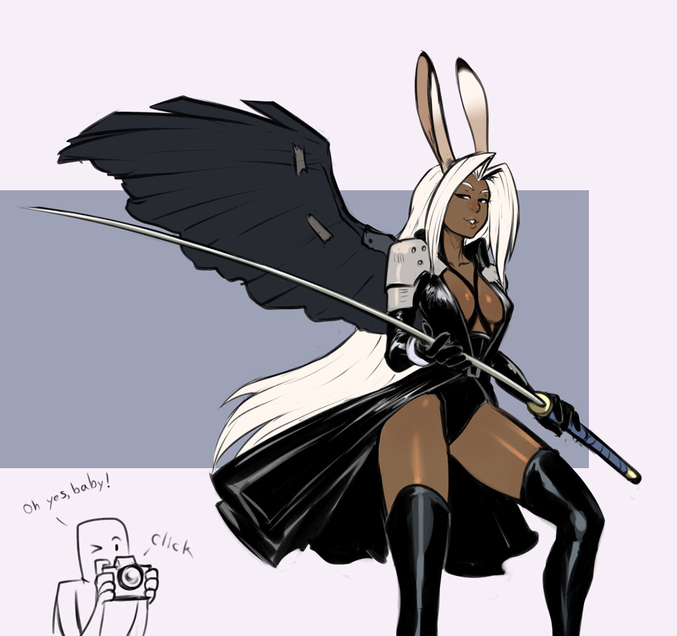 xizrax: sketch commission of Fran cosplaying as Sephiroth.  Fran should do more