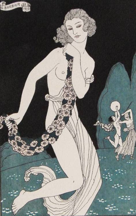 hildegardavon: George Barbier (also Edward W. Larry), 1882-1932 Bacchanale, early Art Deco, 1923, go