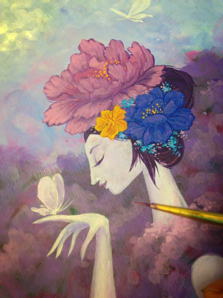 martinhsu:  “Blossom” and “Flutter”, 12” x 12” / cel vinyl on wood new