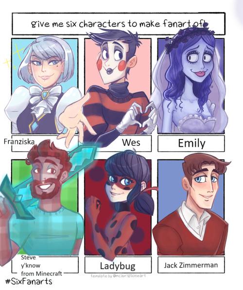 I finally finished the Six Fanarts Challenge Character suggestions were taken on Instagram!!