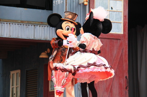 Mickey and Minnie Mouse on A Table is Waiting