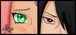 uchihasharingangirl:  I had to draw the eye smex from this chapter. I swear. These two have the most intense eye contact between each other in the entire series. 