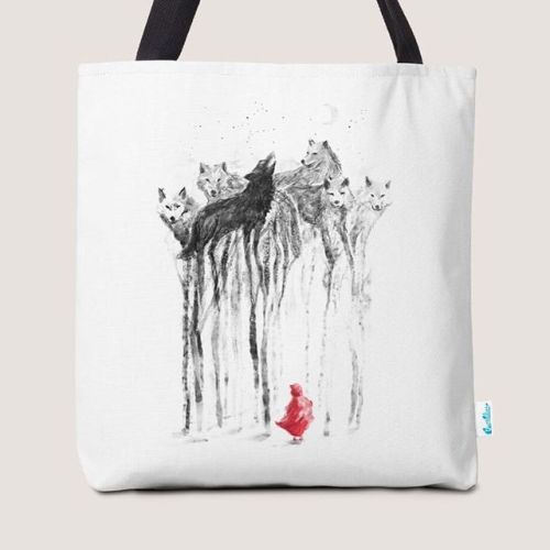 Into the woods. Tote bag.www.threadless.com/product/8262#wolves #wolf #woods #trees #scary #