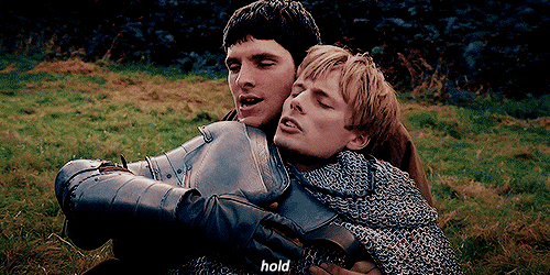 colinmorganshair:Their faces here, their heads touching together… Merlin leaning his cheek against A
