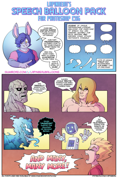 nuttyjester: https://gumroad.com/l/lapinbeauballoons So you want to make a webcomic, or just comics in general. You know how to draw, you know how write… but now it’s time to add the dialogue! Too often, poor lettering can make a comic look unprofessional
