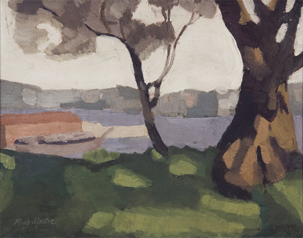 binyamindeburg:  Roy de Maistre Berry’s Bay c 1920 oil on board  26.5 x 33.0 cm