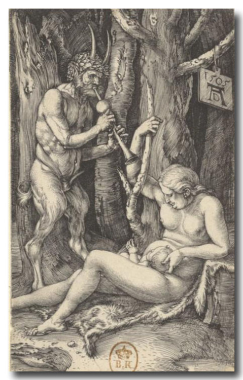music-in-art: Albrecht Dürer (1471-1528) - La Famille du Satyre, 1505, gravure, collection priv