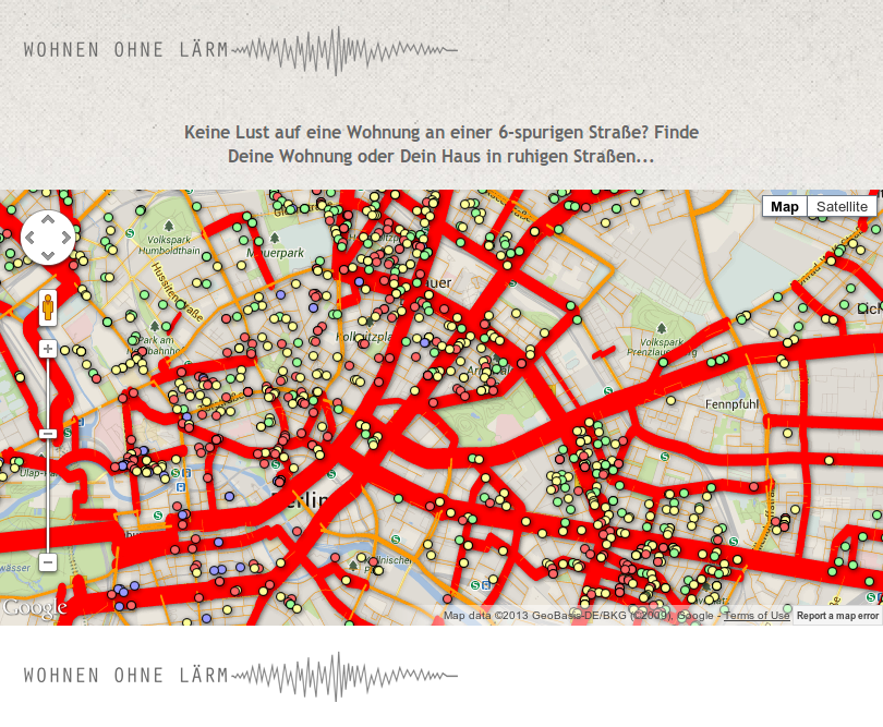 Estimating the noise of streets based on OpenStreetMap data: number of street lanes and speed limit.