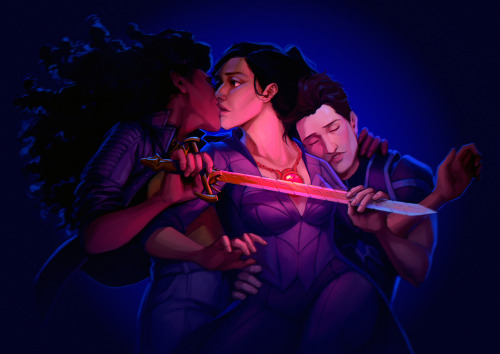 love triangles have easy solutions! also, amaya deserves a cool sword(from the WAVERIDER au, and bas