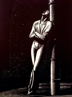   Man at Mast. a 1929 wood engraving by Rockwell