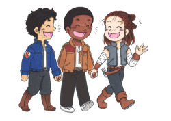 worth-three-portions:Soo I decided to expand one of my pics again and draw my OT3 probably soon becoming an OT4 - because I’m loving Rose already and so would Finn, Rey and Poe :D