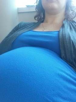 nerdynympho87:Officially 28 weeks pregnant! (I’m not THAT gigantic, but I’m slouching in a chair, so it looks that way) 