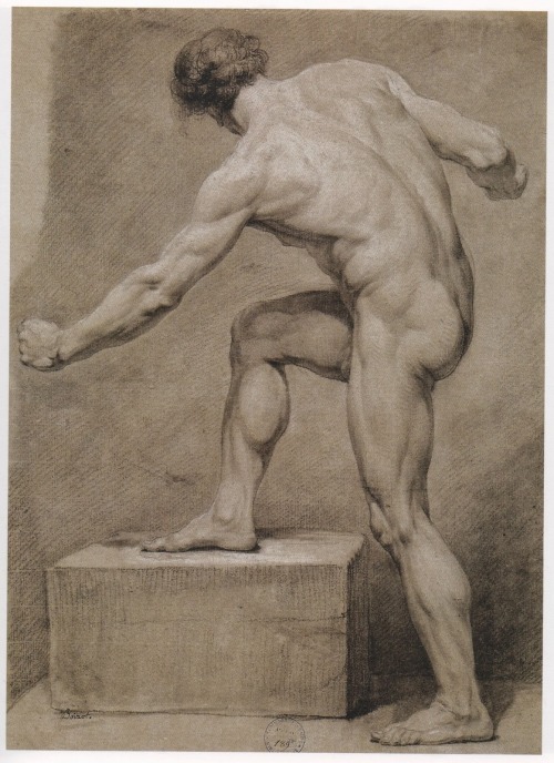Academic Study ,one Model, Same Position, Three Different Angles, Three Different Painters,1782.