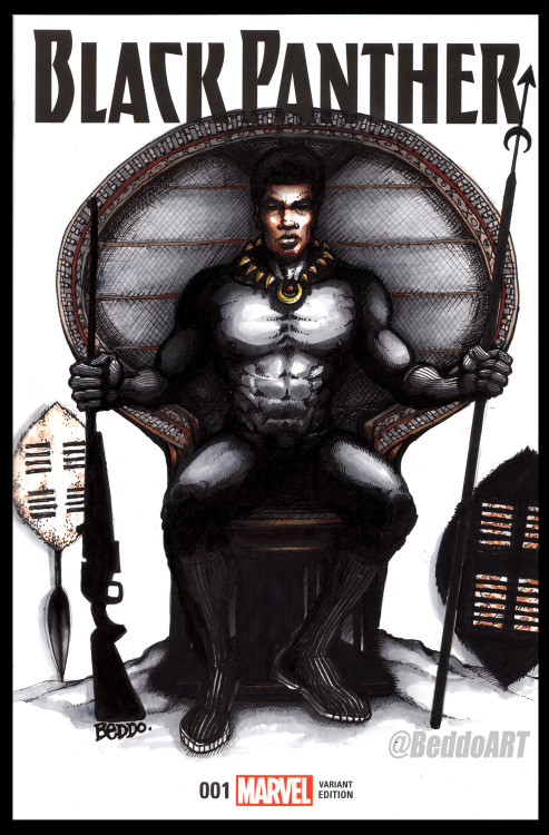 Black Panther #1 Sketchcover by Beddo (Inspired by Huey P. Newton of the Black Panther Party).Tumblr