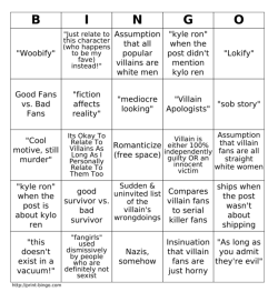 marysuewhipple:in case anyone thought i was joking about villain discourse bingo. have fun guys.