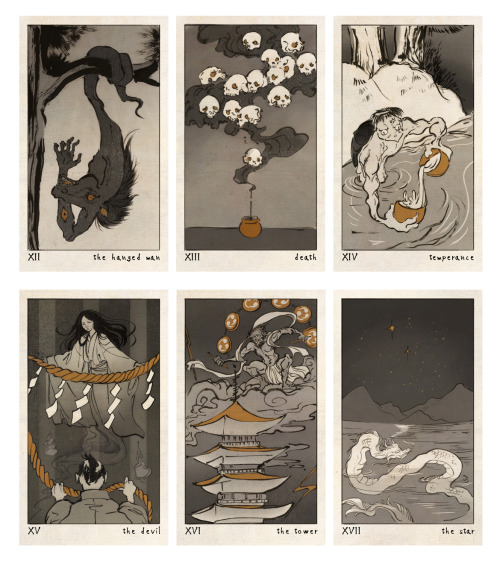 buboplague:major arcana of a yokai tarot deck personal project from last yearMinor Arcana [link]info