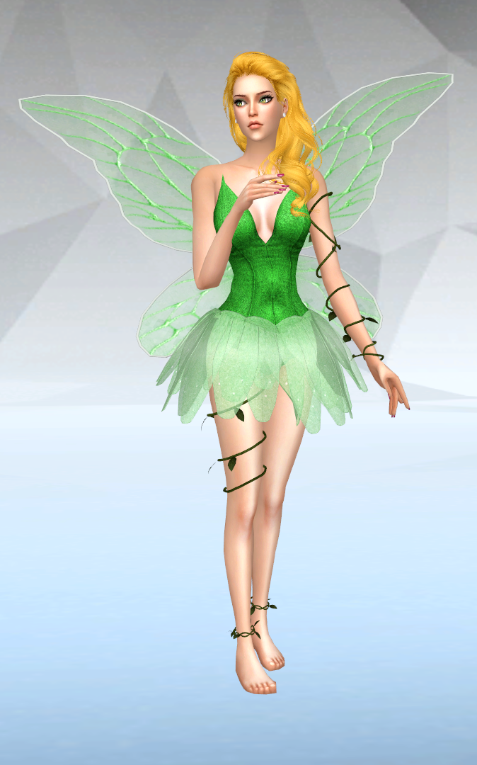 A simple fairy outfit in green with wings made by silvermoonsims 