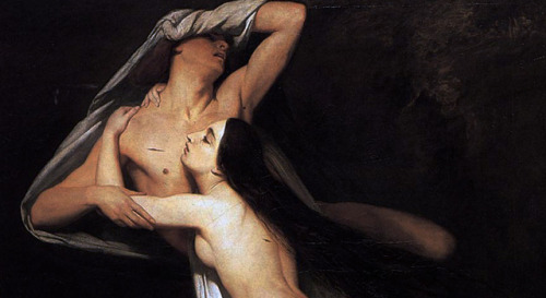 rnyfh:The Ghosts of Paolo and Francesca Appear to Dante and Virgil (1835), Ary Scheffer