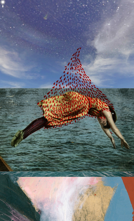 jezebellsandwhistles:red-lipstick:Alisa Yang (b. 1984, MI, USA) - The Pearl Diver    Photomontage